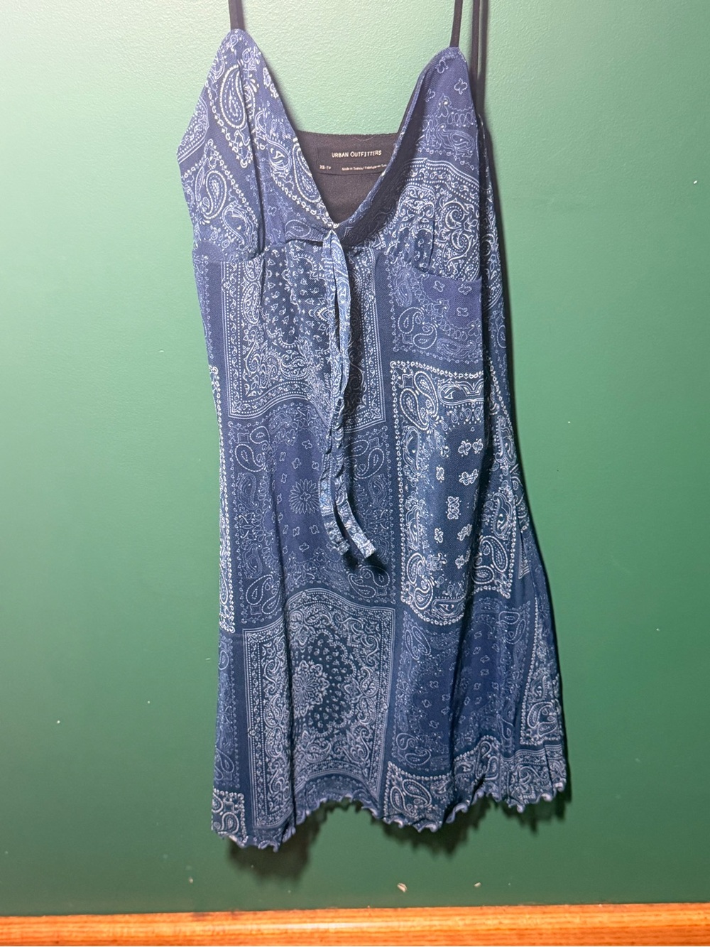 Urban Outfitters Navy Bandana-Print Spaghetti Strap Swim Coverup